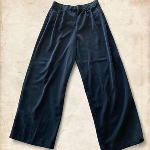 Navy Blue Wide-Leg Flattering Pants